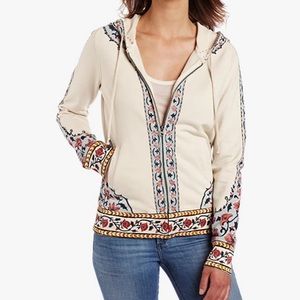 Lucky Brand charlette cream floral zip hoodie